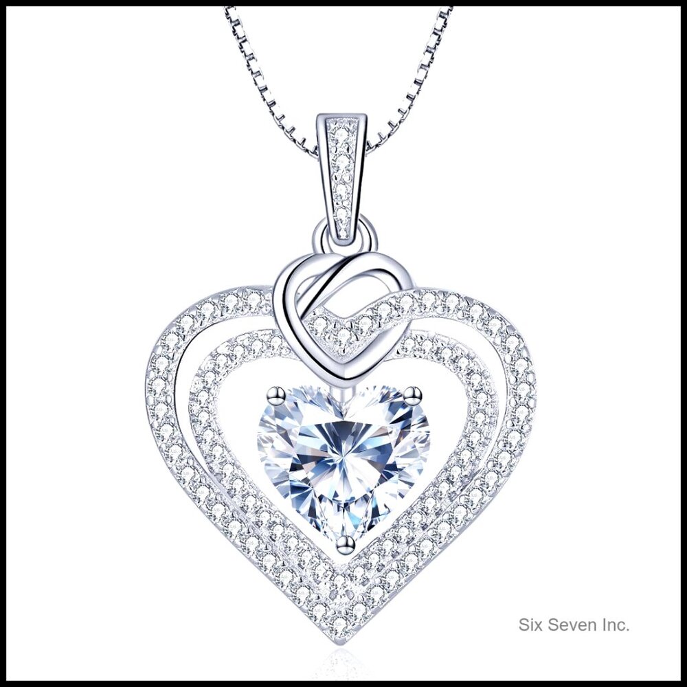 Moissanite Heart Pendant Necklace 2 Carat Sterling Silver Elegant Gift